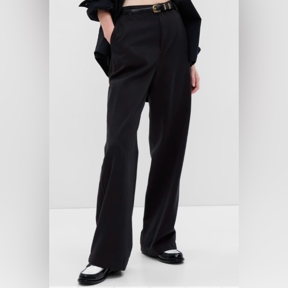 Gap Washed Black Twill Wide-Leg Pants — Size 14